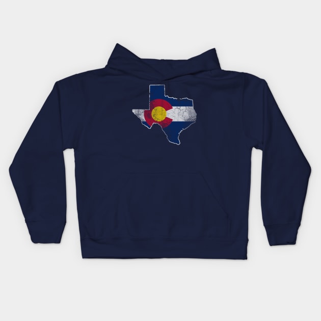 Texas Map Colorado Flag Family Home Vacation Love Kids Hoodie by E